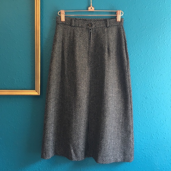 Vintage 70s 80s Sears wool blend black white skirt - Picture 4 of 6